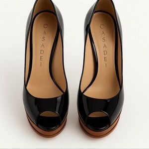 Casadei Black Patent Leather Heels